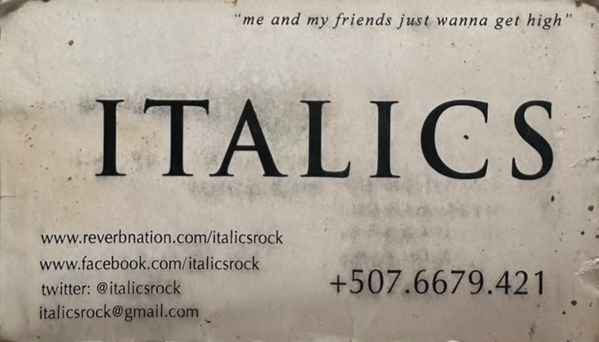 ITALICS business card, back