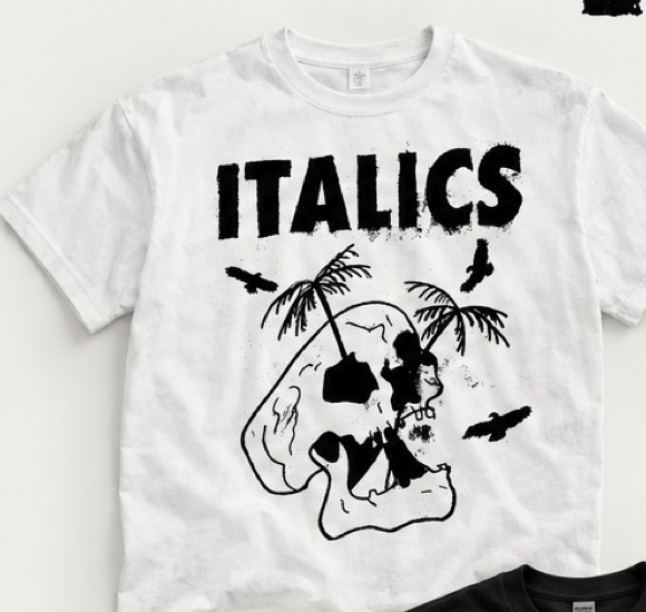ITALICS T-shirt — skull and palm trees